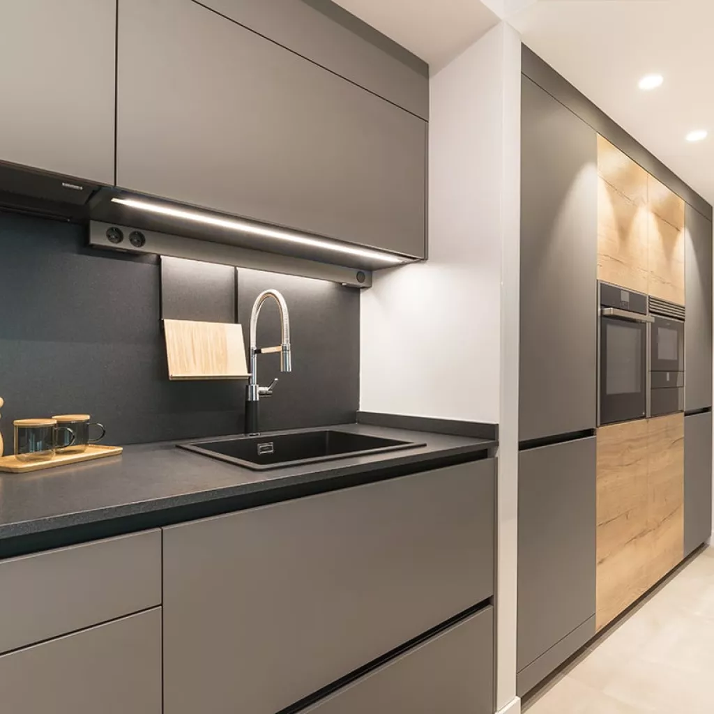 Cocina Santos gris con barra