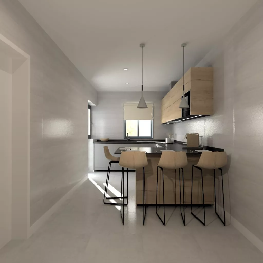 Cocina Santos gris con barra