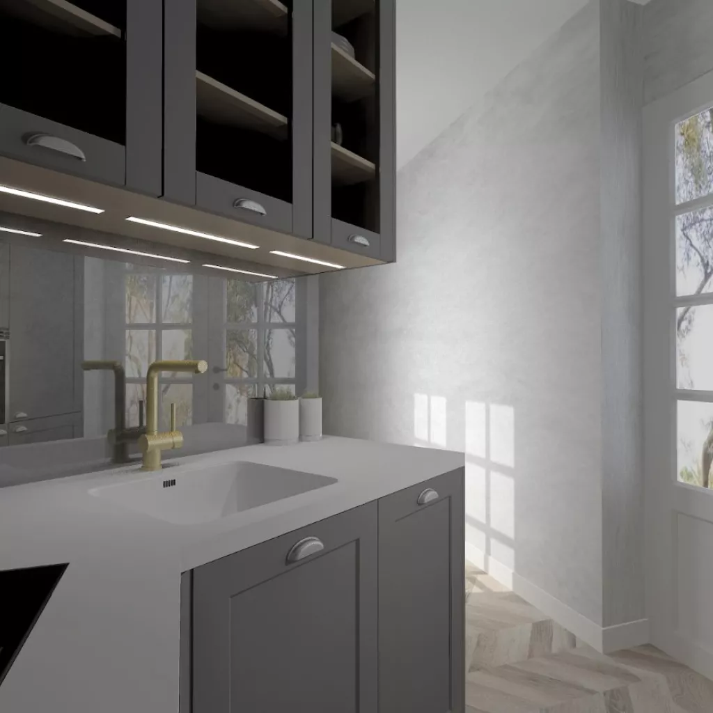 Cocina Santos Marco gris con encimera Lapitec