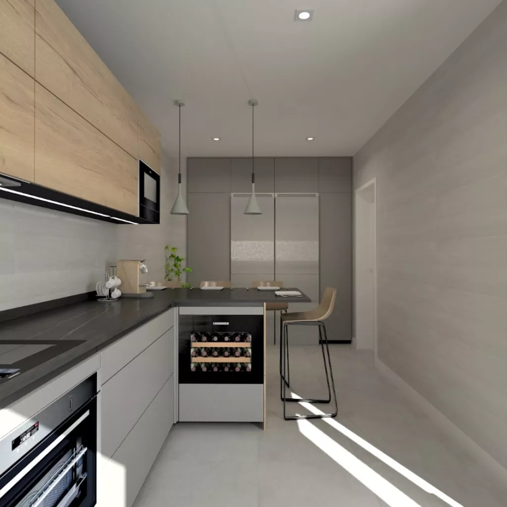 Cocina Santos gris con encimera Neolith