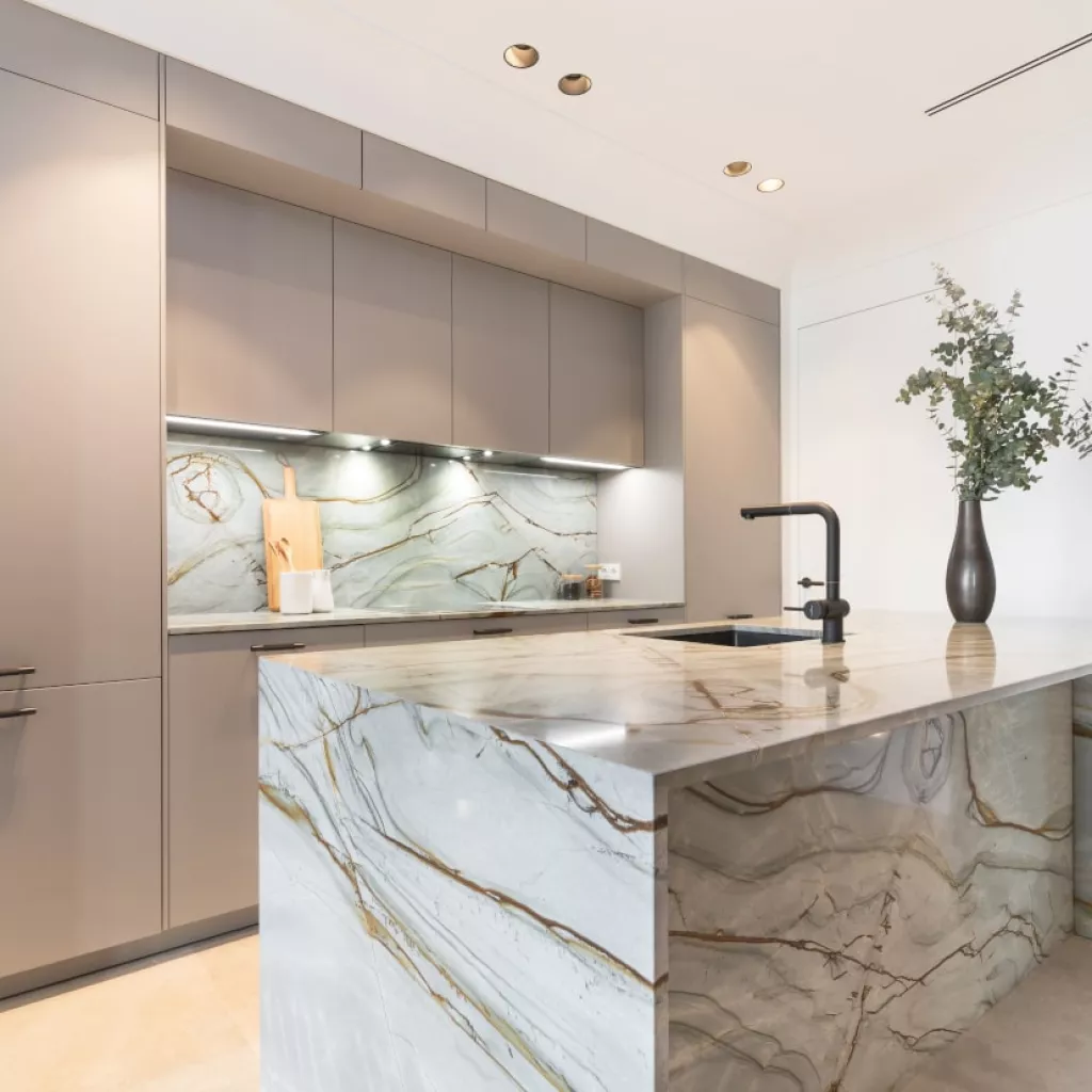 Cocina Santos gris con isla