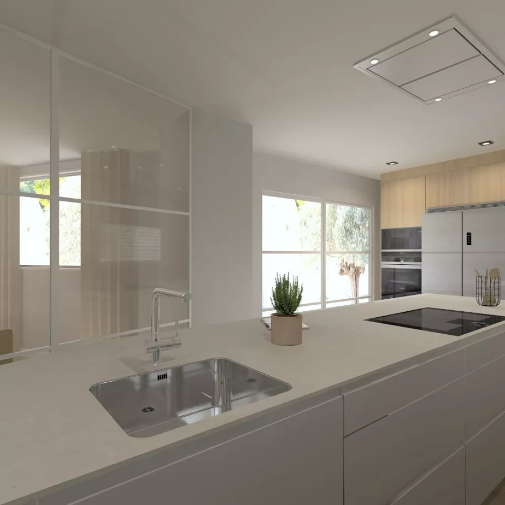 Cocina Santos gris con isla