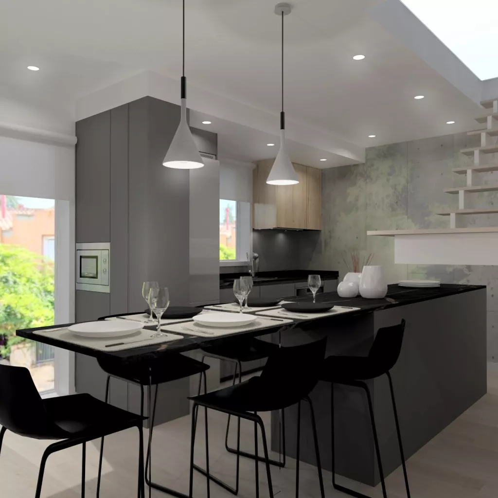 Cocina Santos con isla abierta al salón