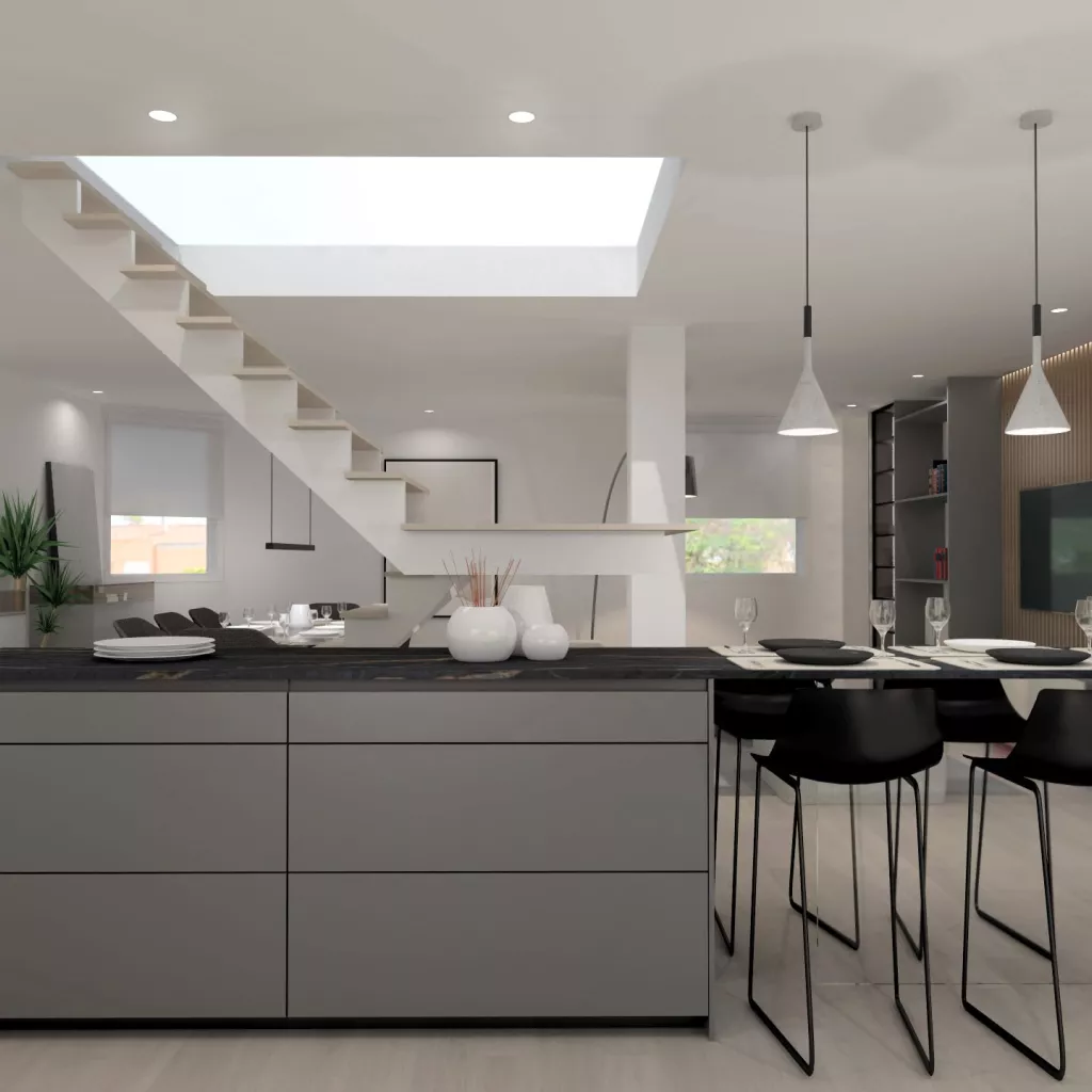 Cocina Santos con isla abierta al salón