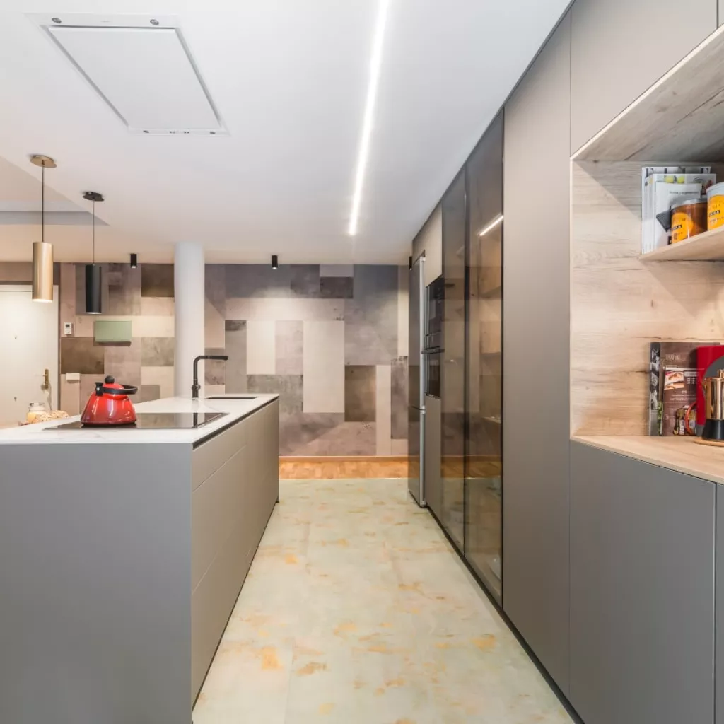 Cocina Santos gris con isla