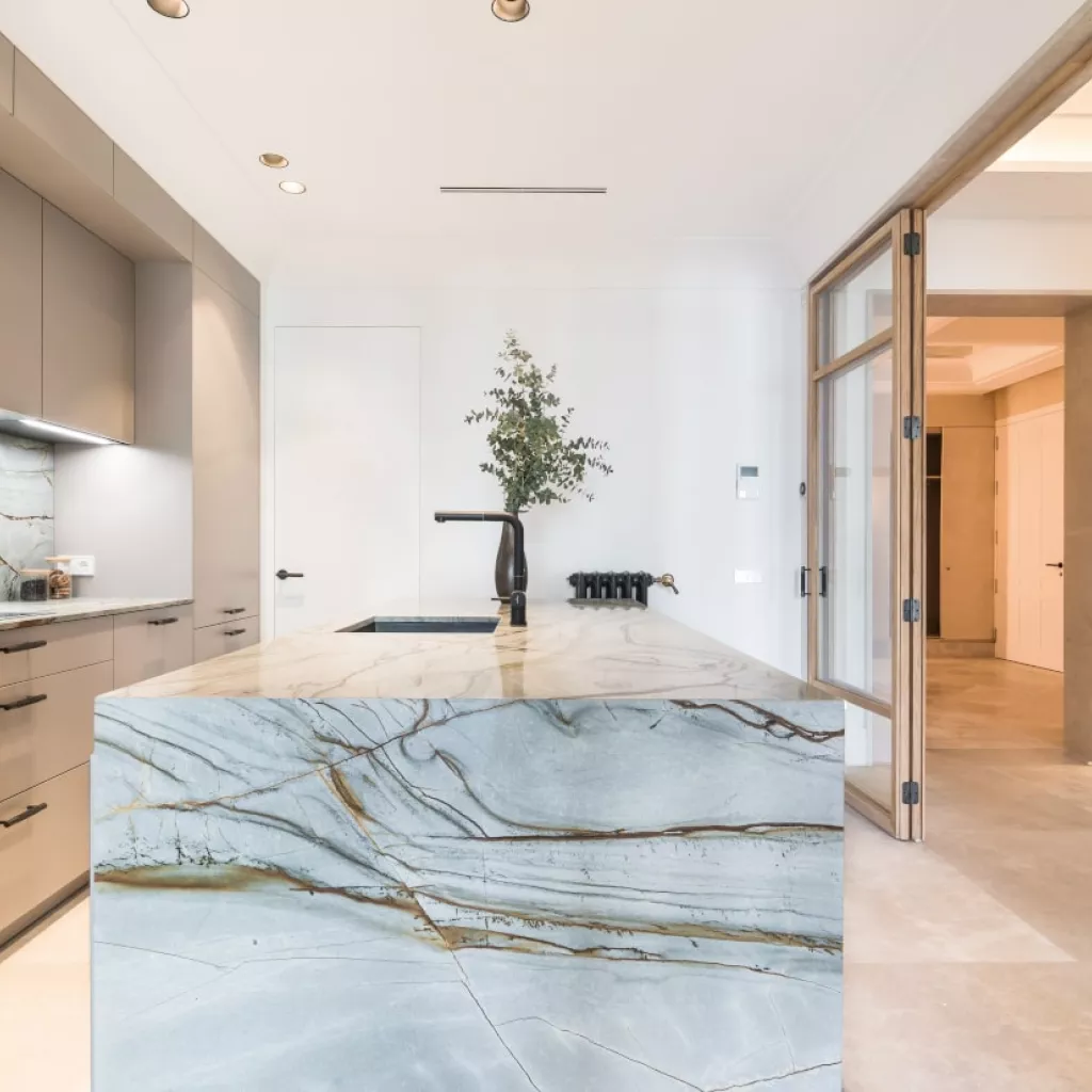 Cocina Santos gris con isla