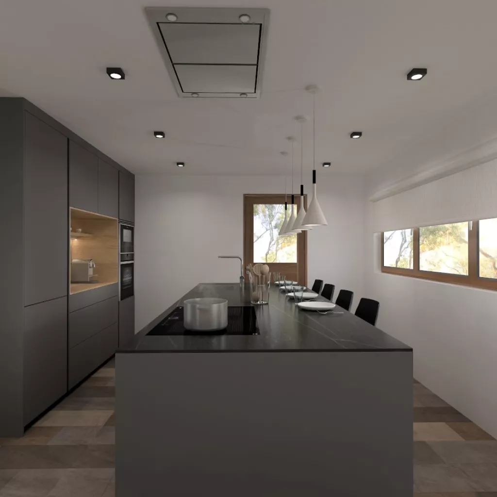 Cocina Santos gris con isla