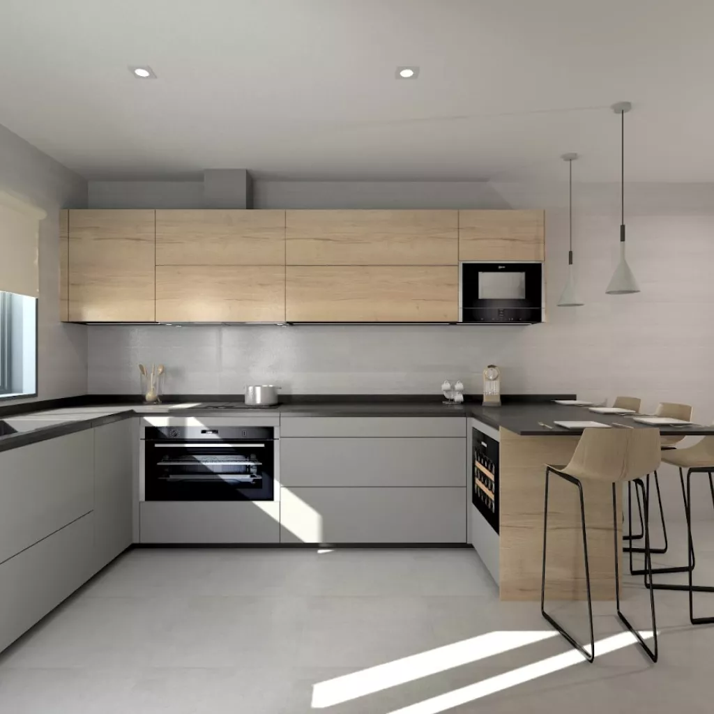 Cocina Santos gris en forma U