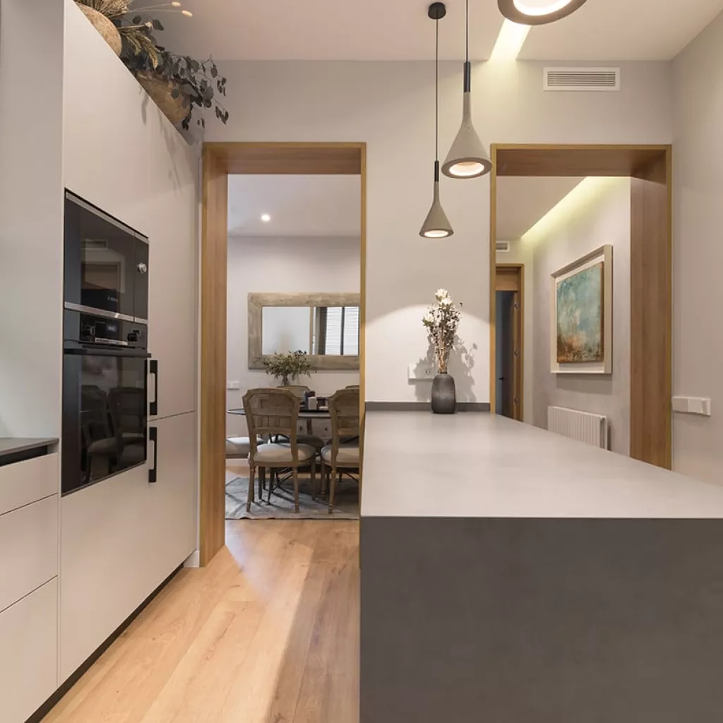 Cocina Santos gris con península