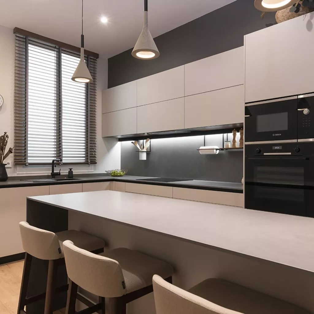 Cocina Santos gris con península