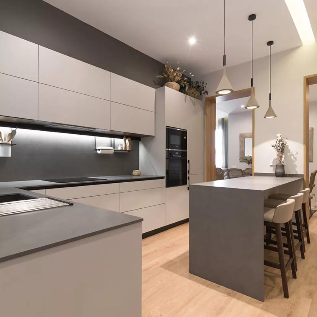 Cocina Santos gris con península