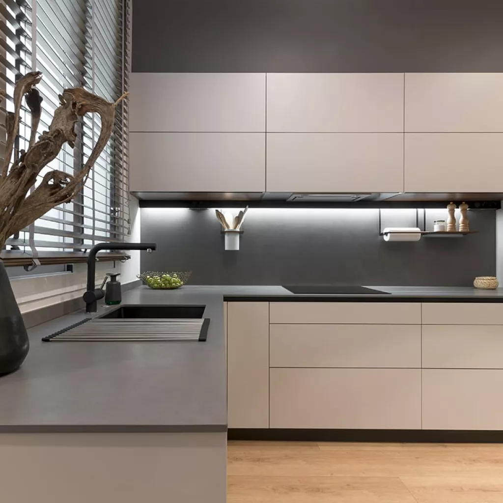 Cocina Santos gris con península