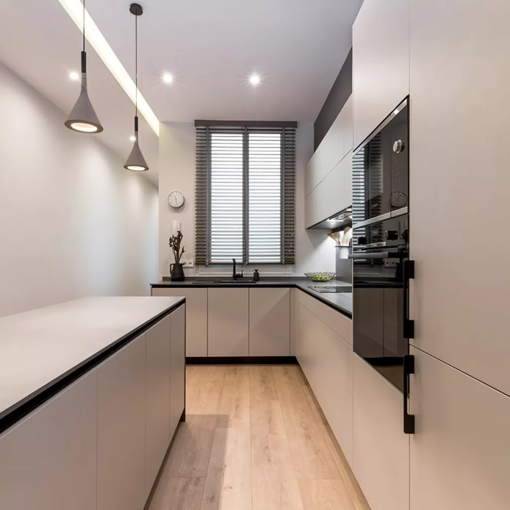 Cocina Santos gris con península