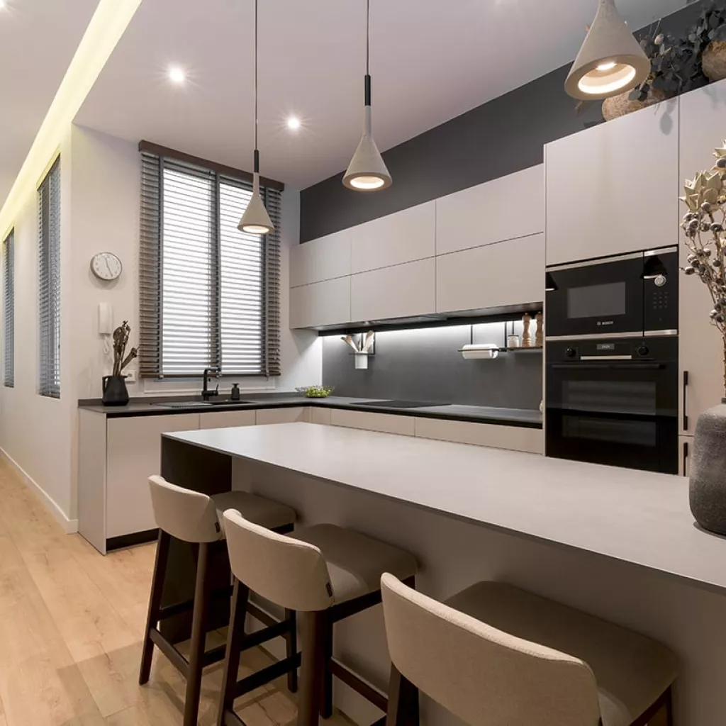 Cocina Santos gris con península