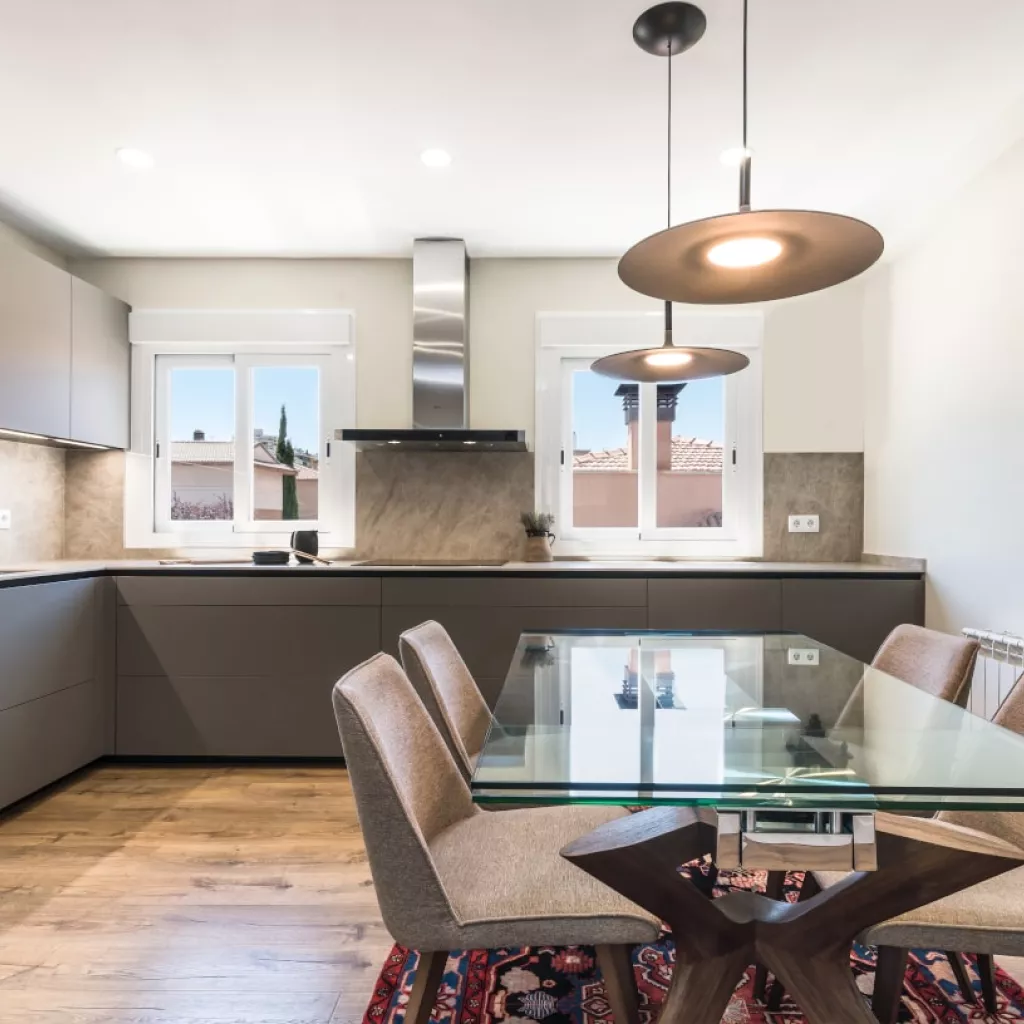 Cocina Santos gris y encimera Techlam