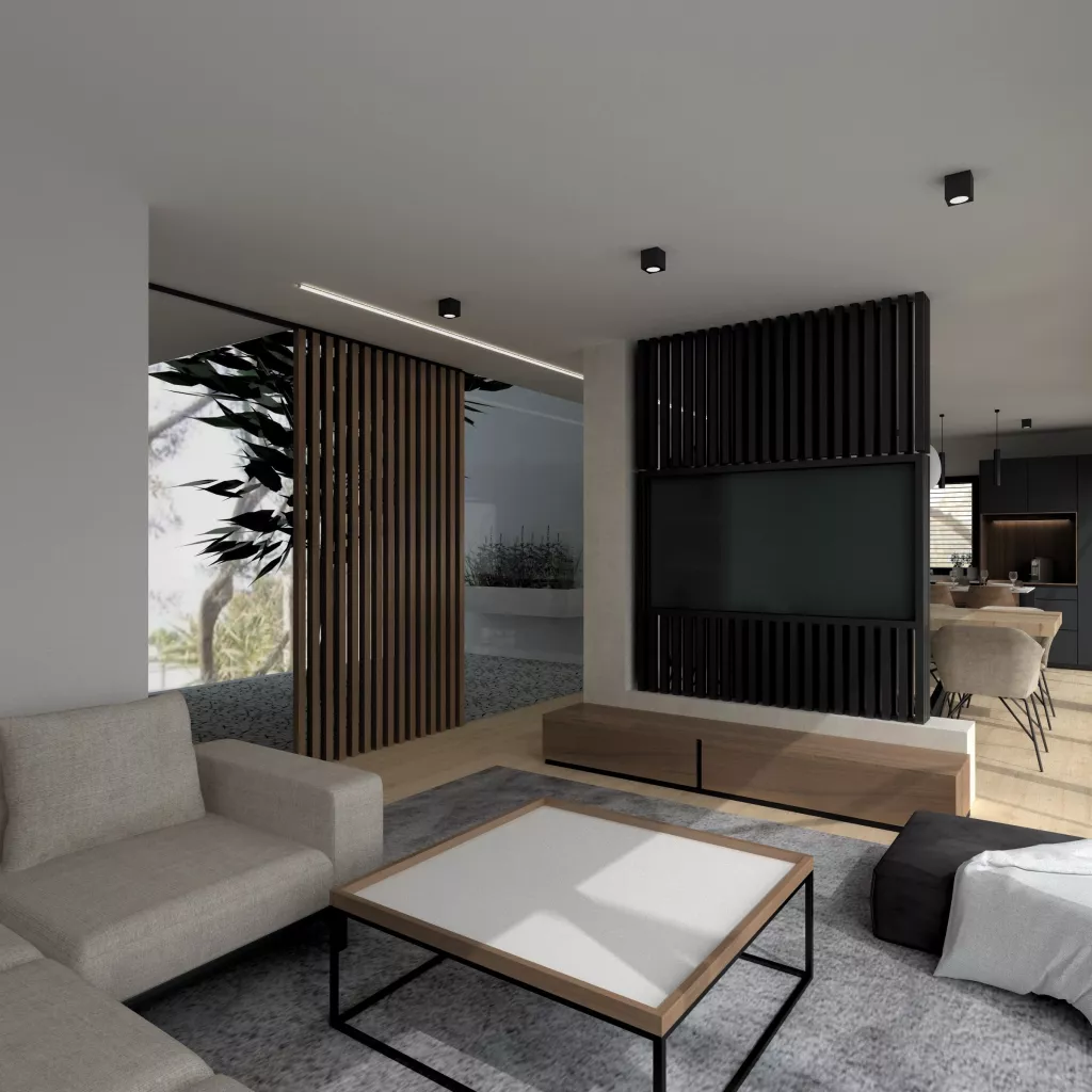 Cocina Santos negra abierta al salón con isla