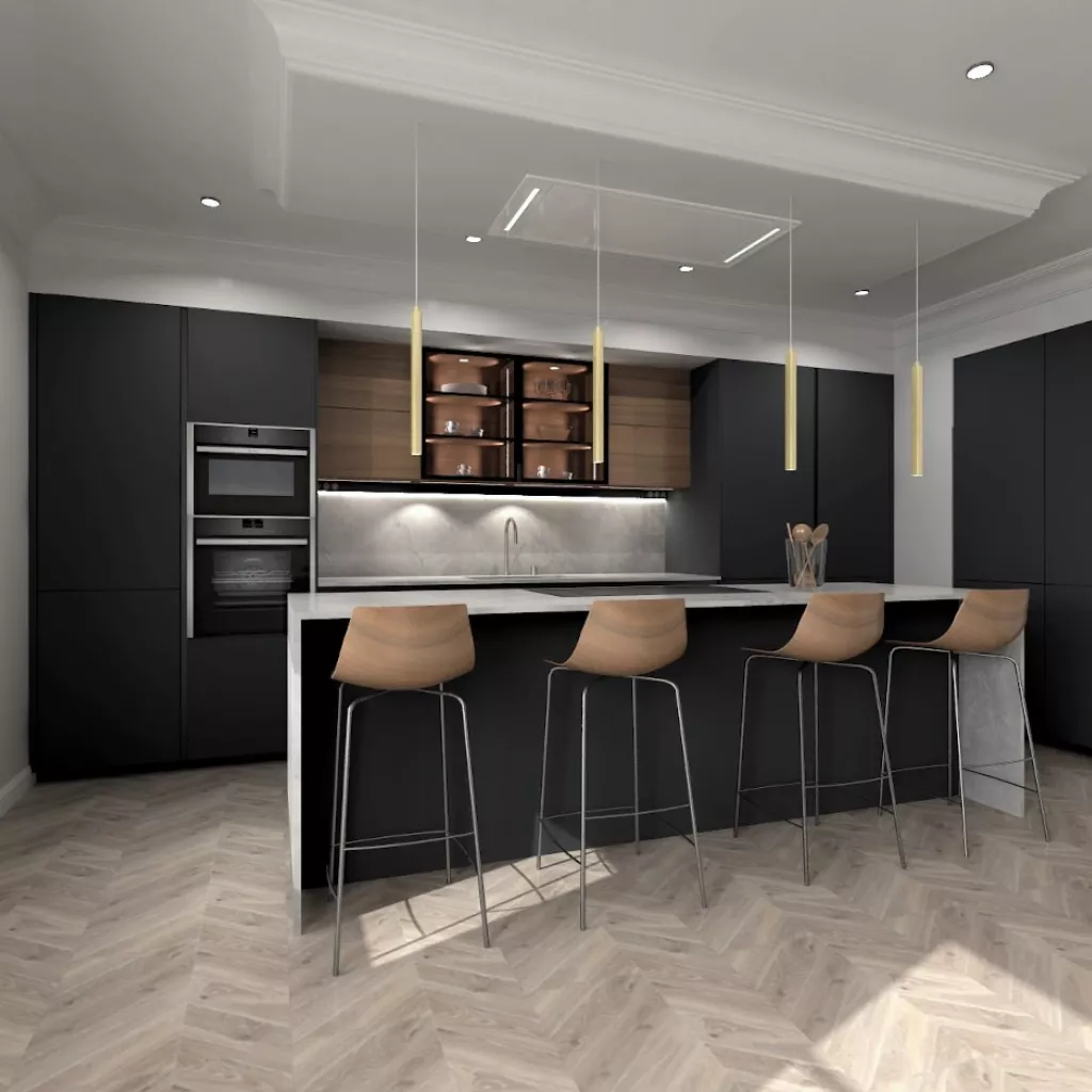 Cocina Santos negra con isla