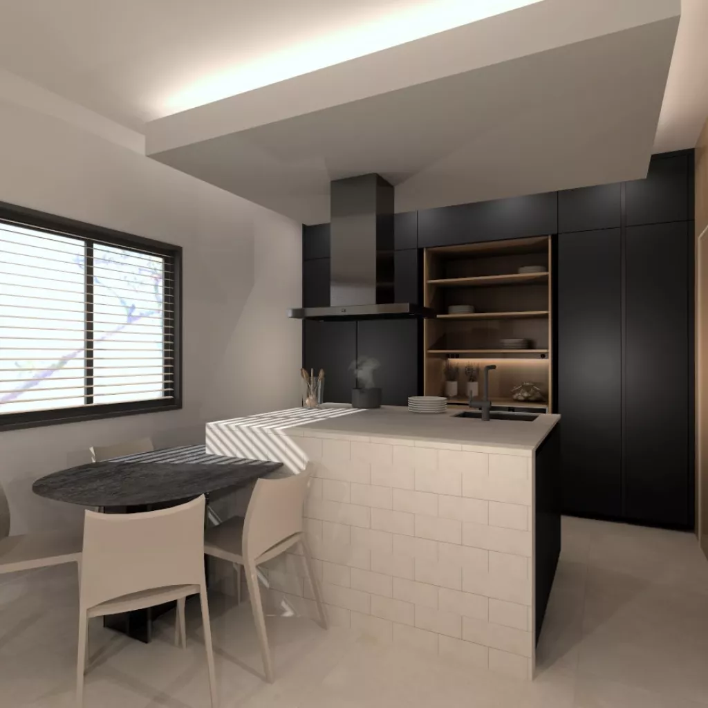 Cocina Santos negra con isla