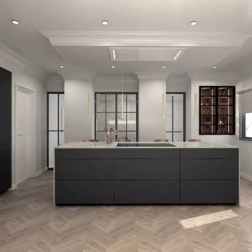 Cocina Santos negra con isla