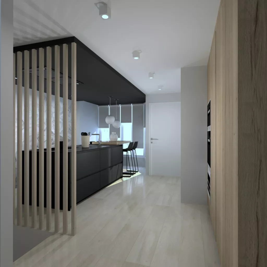 Cocina Santos negra con isla abierta