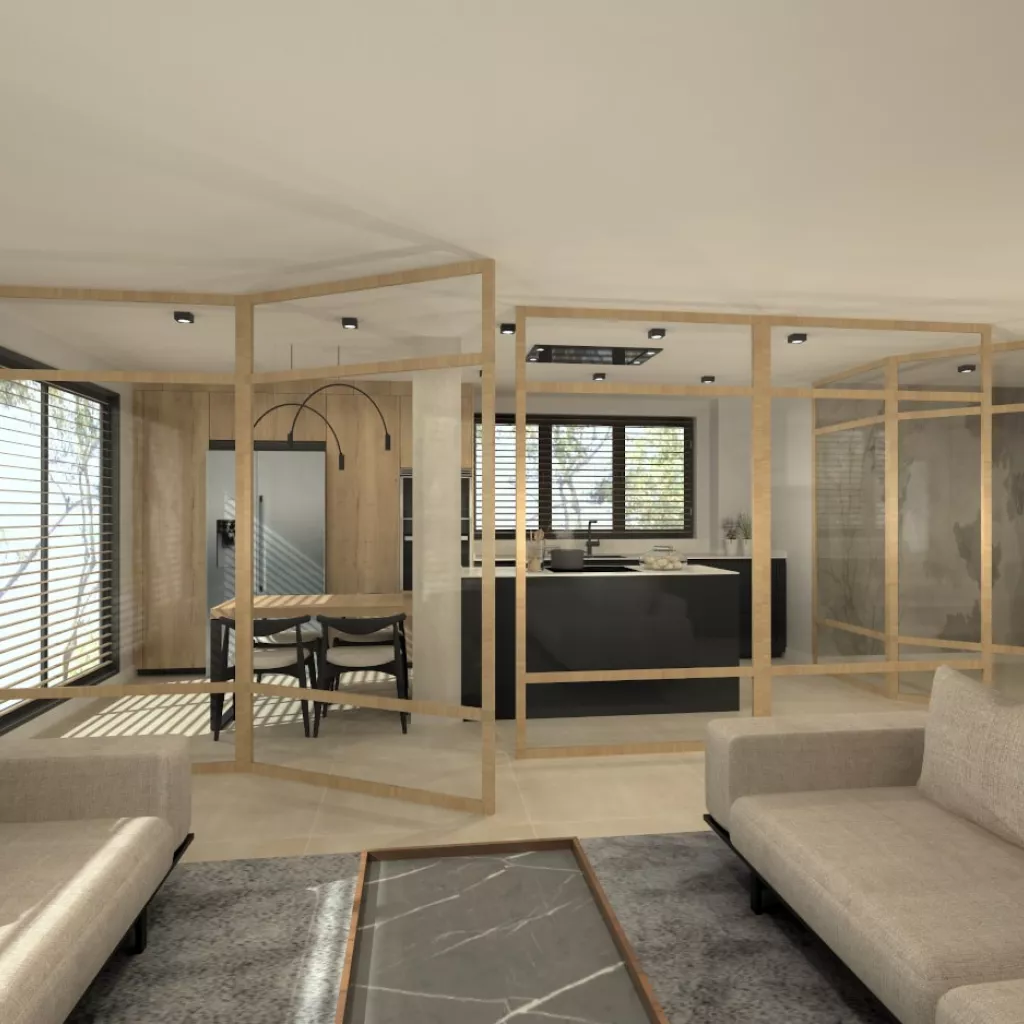 Cocina Santos negra con isla abierta al salón