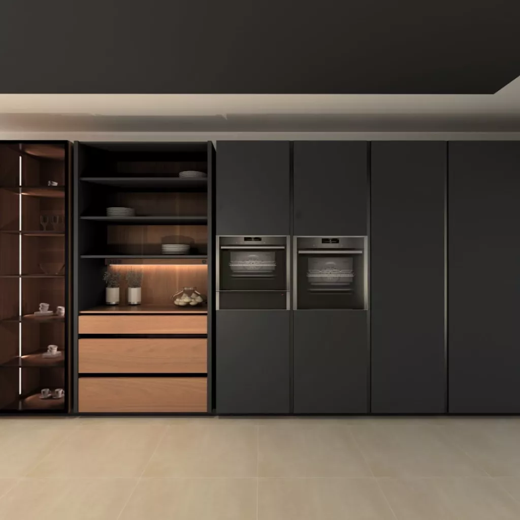 Cocina Santos negra con isla abierta al salón