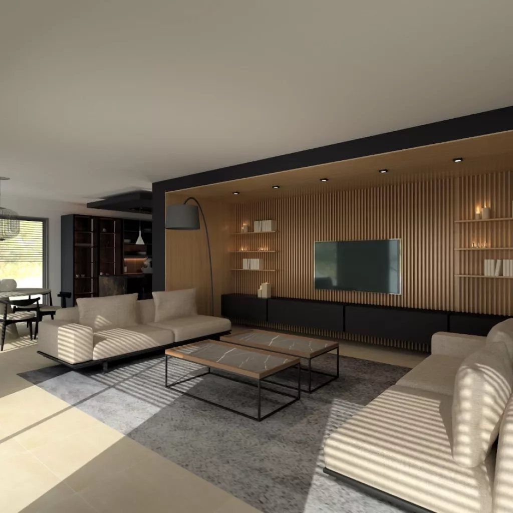 Cocina Santos negra con isla abierta al salón