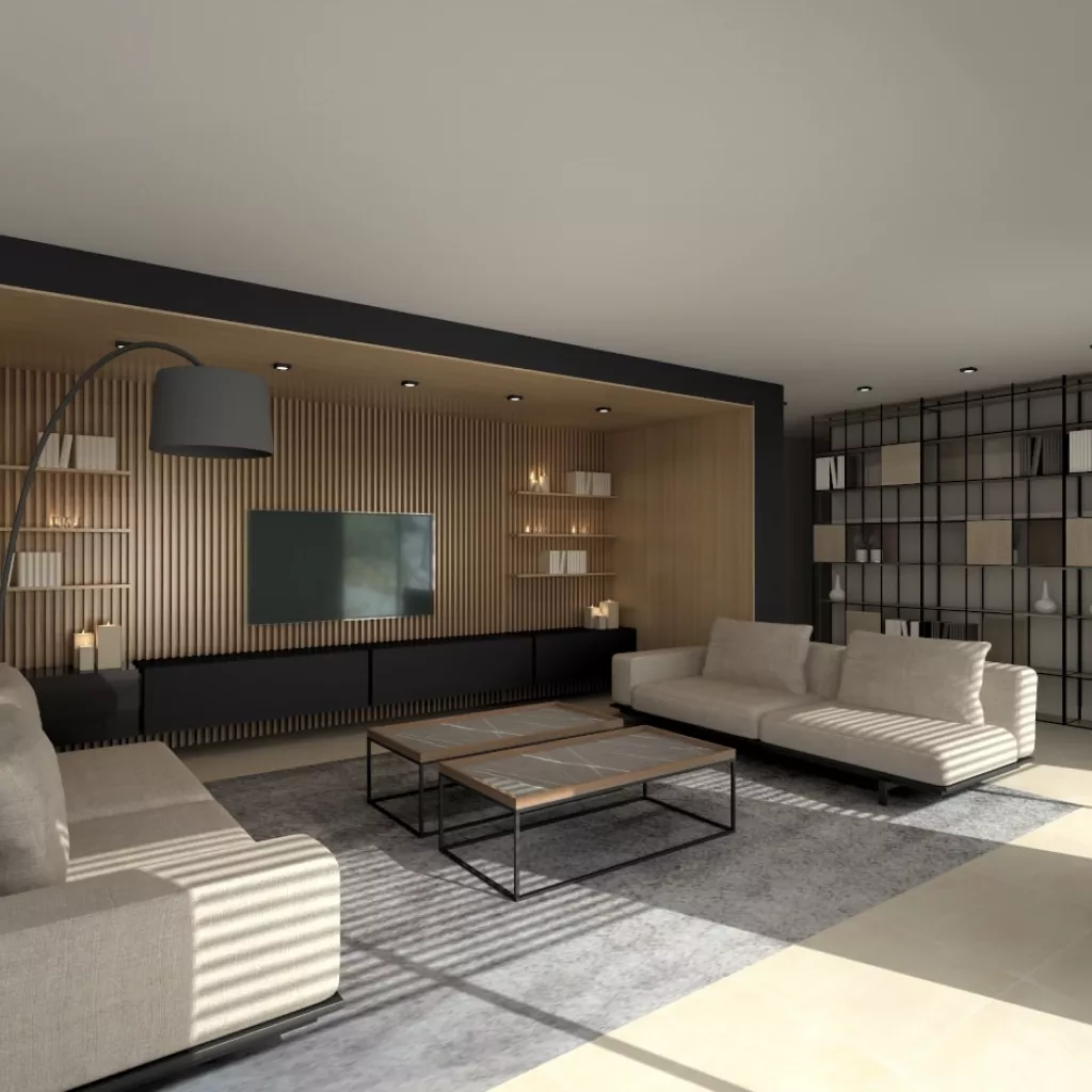 Cocina Santos negra con isla abierta al salón