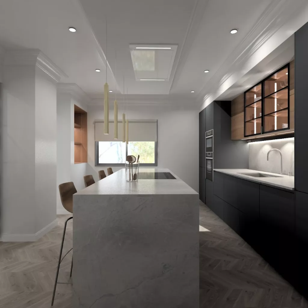 Cocina Santos negra con isla