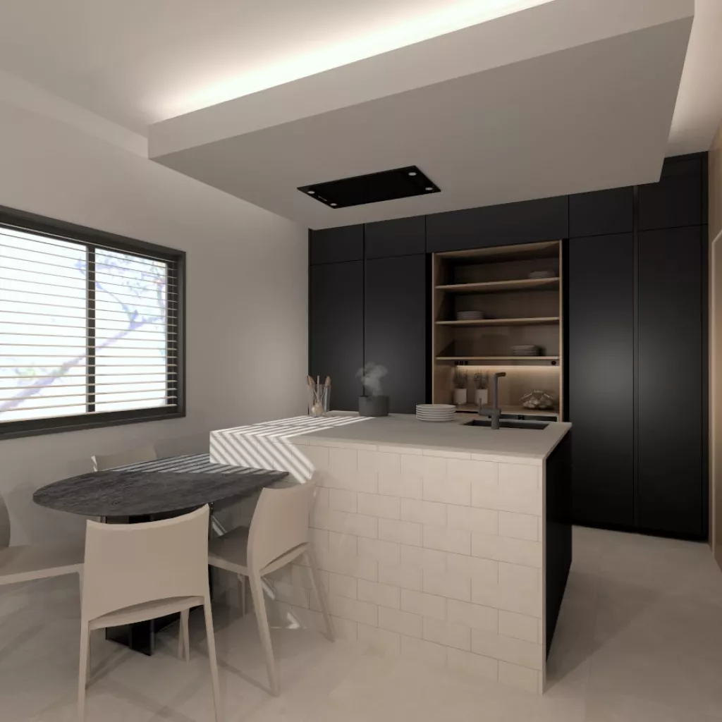 Cocina Santos negra con isla