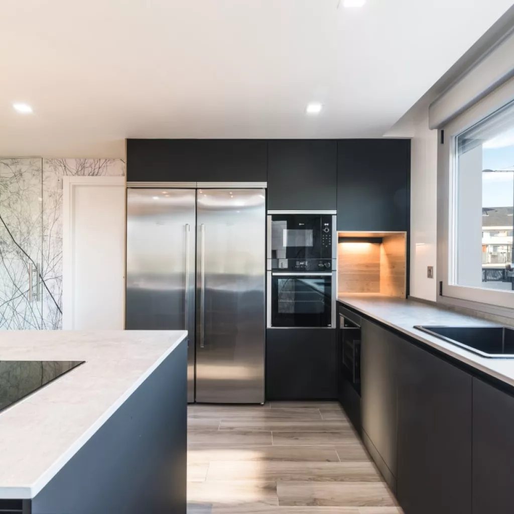 Cocina Santos negra frente forma L