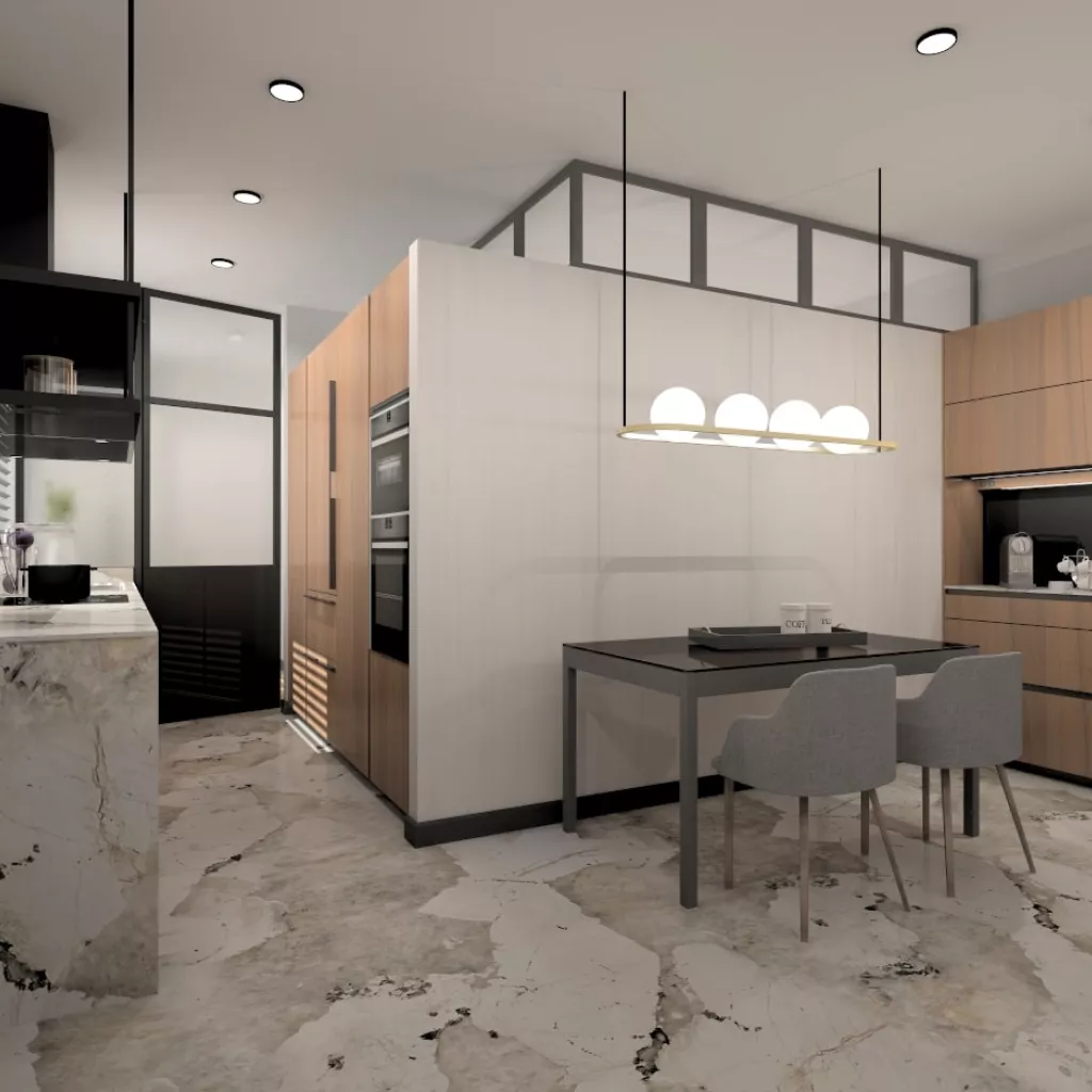 Cocina Santos nogal en paralelo