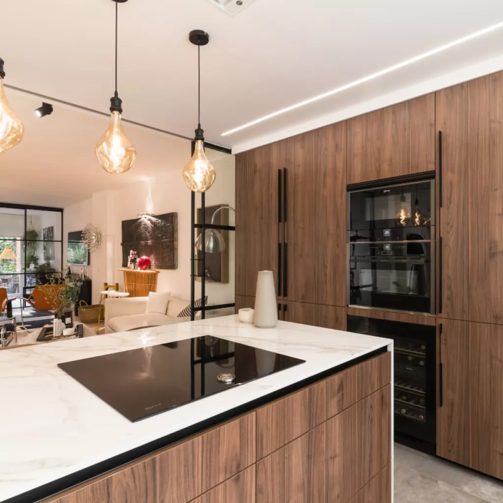 Cocina Santos nogal con península