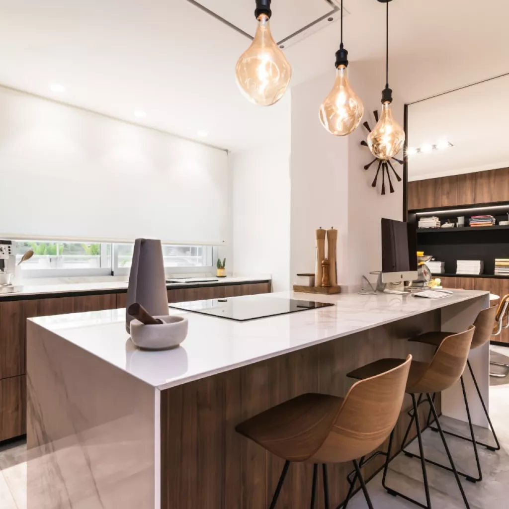 Cocina Santos nogal con península