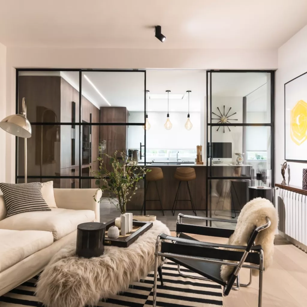 Cocina Santos nogal semiabierta al salón