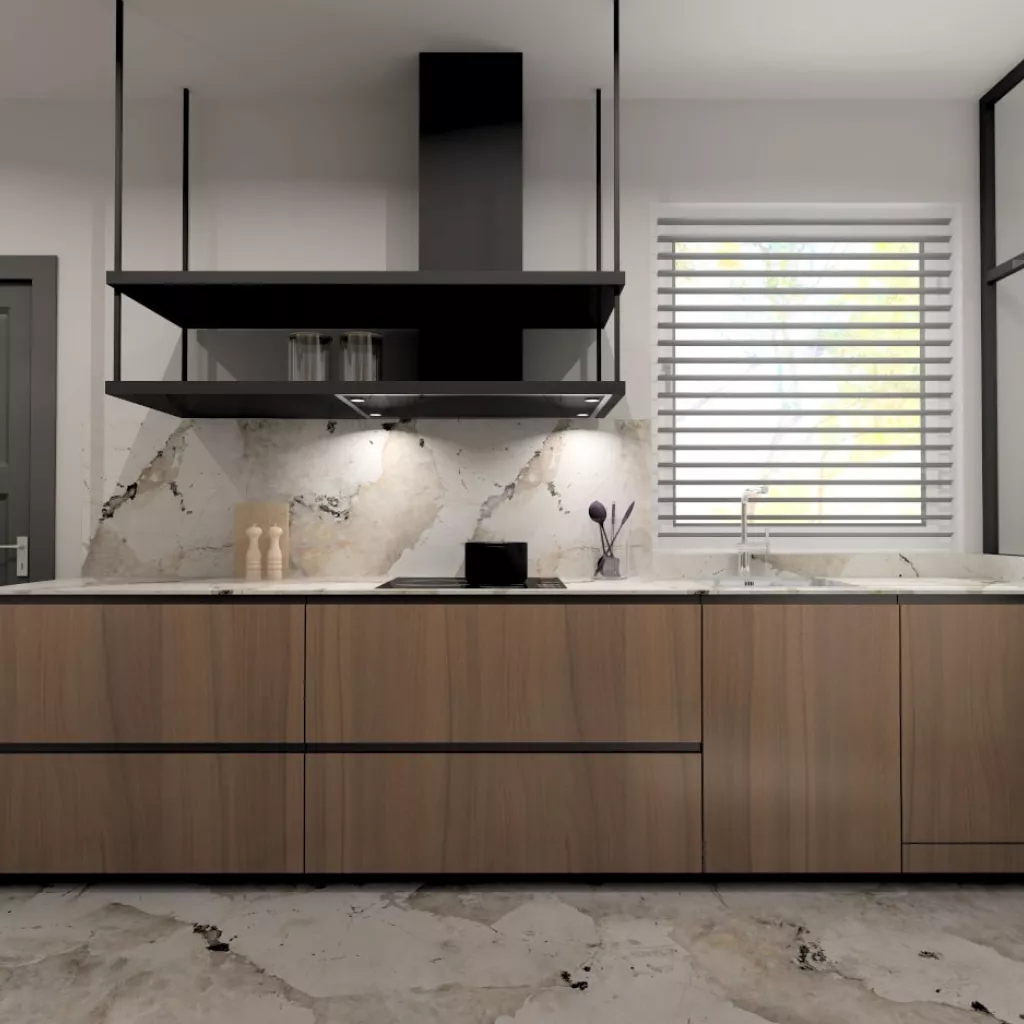 Cocina Santos nogal en paralelo