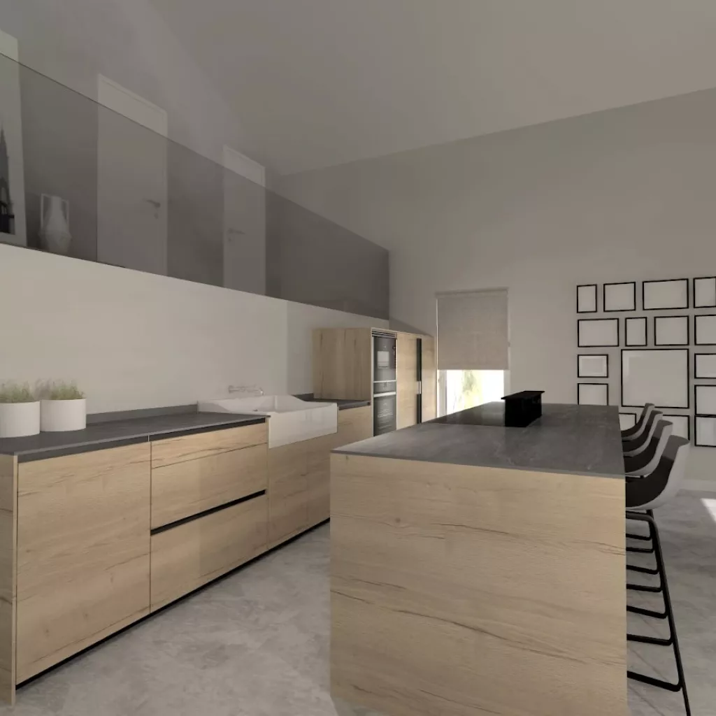 Cocina Santos en madera de roble con encimera de Dekton