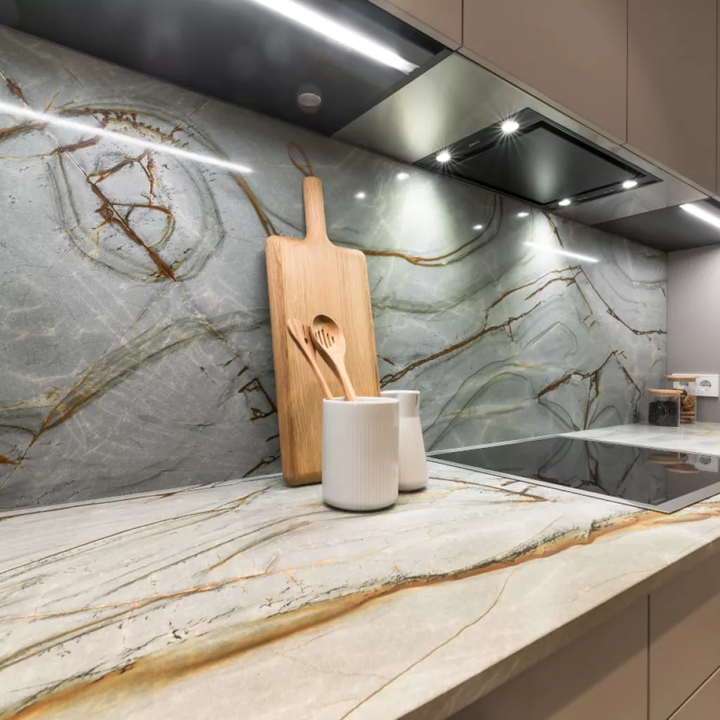 Encimera y frente en color blue roma