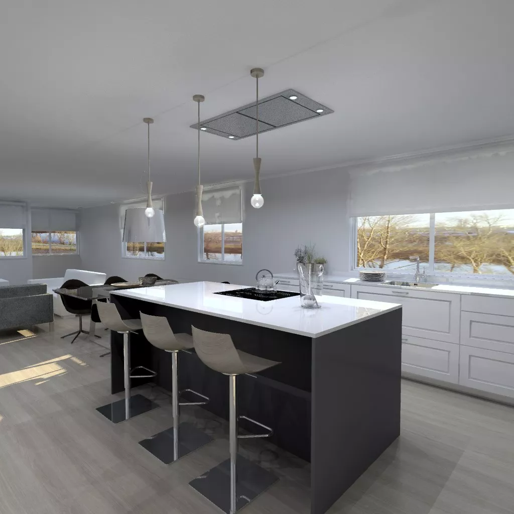 Cocina Santos | Cocina Época Laca Seda Gris Basalto | Encimera Granito Alaska