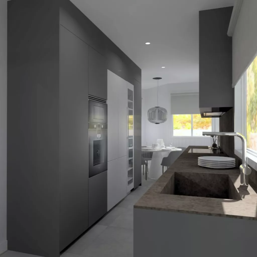 Frente Columna Cocina Gris Antracita