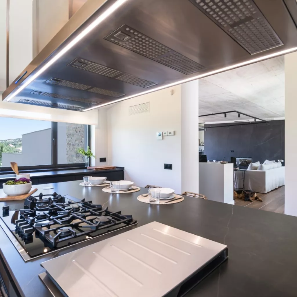 Gran isla con placa y parrilla