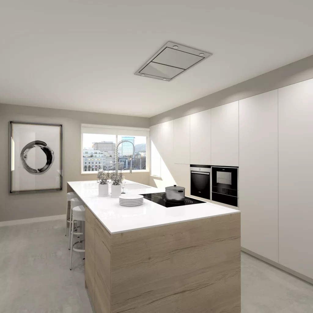 Cocina Santos en roble y blanco