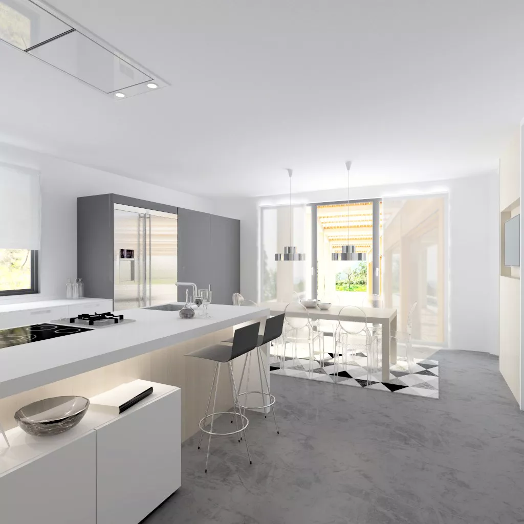 Madrid | Cocina Santos | Modelo Karmel Gris y Blanco Corian