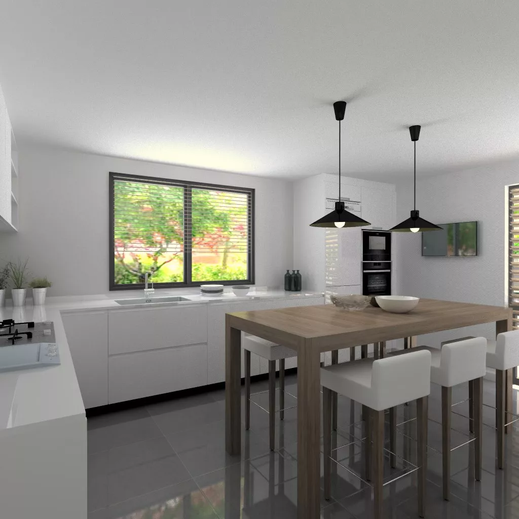 Aravaca | Cocina Santos | Modelo Line Estatrificado Blanco | Encimera Silestone Blanco 