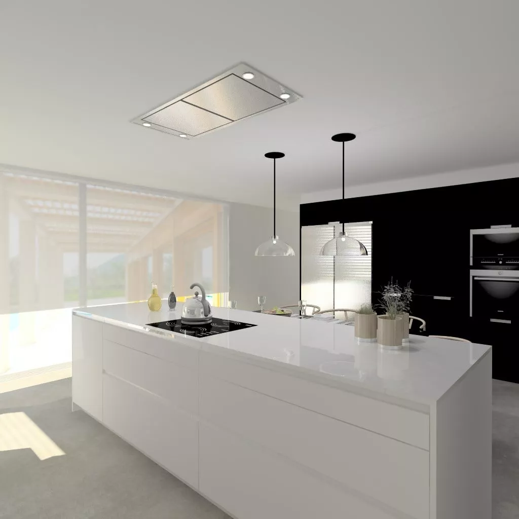 Cocina Santos I Modelo Line-E Blanco Seff y Modelo Minos-E color Negro Cromo Mate | Encimera Silestone Blanco Zeus