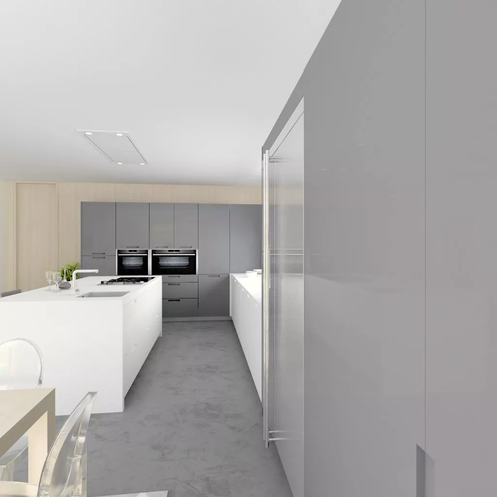 Madrid | Cocina Santos | Modelo Karmel Gris y Blanco Corian