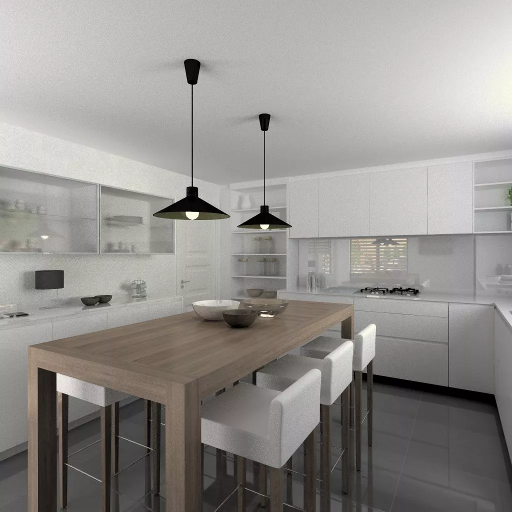 Aravaca | Cocina Santos | Modelo Line Estatrificado Blanco | Encimera Silestone Blanco 