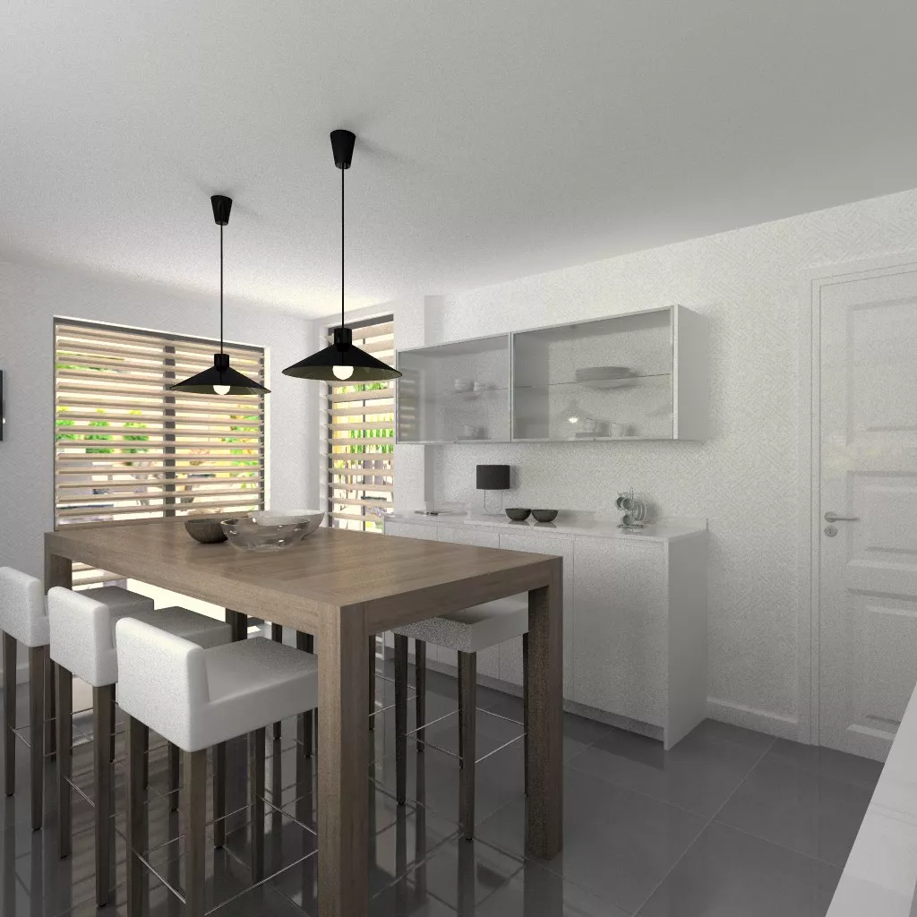 Aravaca | Cocina Santos | Modelo Line Estatrificado Blanco | Encimera Silestone Blanco 