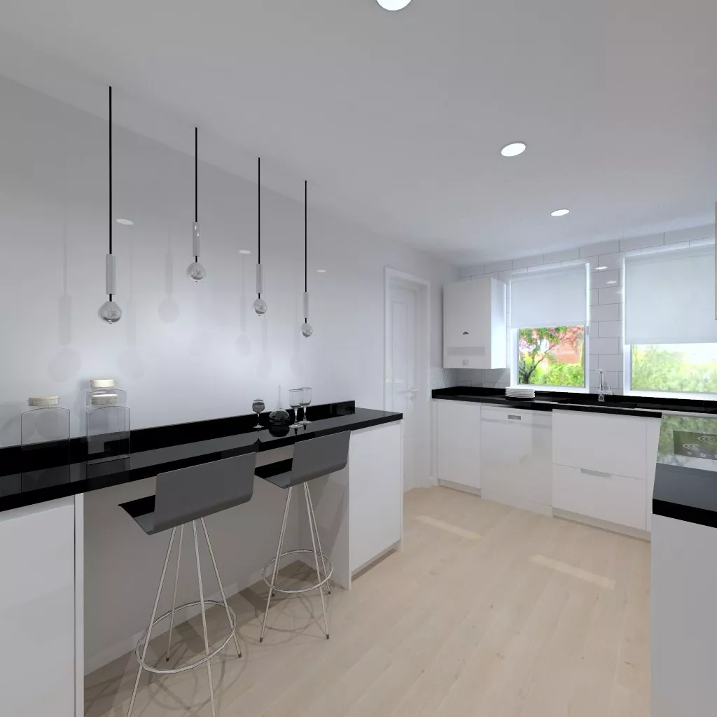 Cocina Santos Modelo LINE en Aravaca con Encimera de Granito Negro