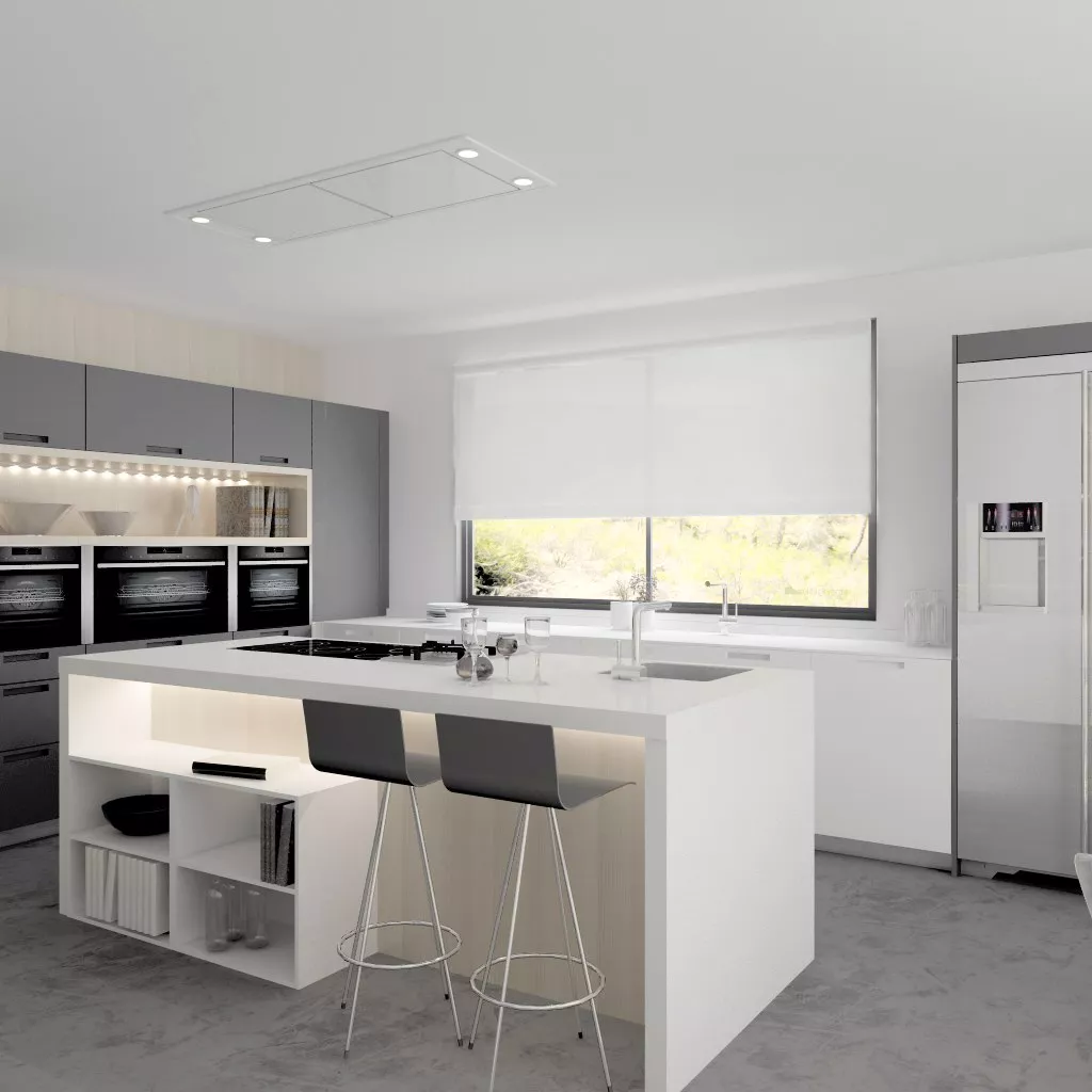 Madrid | Cocina Santos | Modelo Karmel Gris y Blanco Corian